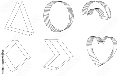 hand drawn shape Triangular, quadrilateral, semicircle, cross python, arrow, heart