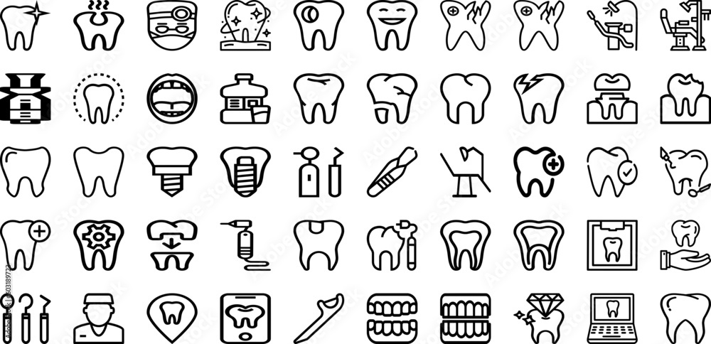 Set Of Dentist Icons Collection Isolated Silhouette Solid Icons Including Clinic, Dentist, Patient, Woman, Doctor, Care, Treatment Infographic Elements Logo Vector Illustration