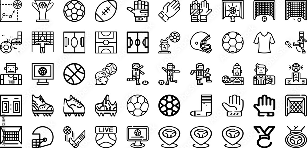 Set Of Football Icons Collection Isolated Silhouette Solid Icons Including Sport, Soccer, Competition, Ball, Football, Team, Game Infographic Elements Logo Vector Illustration