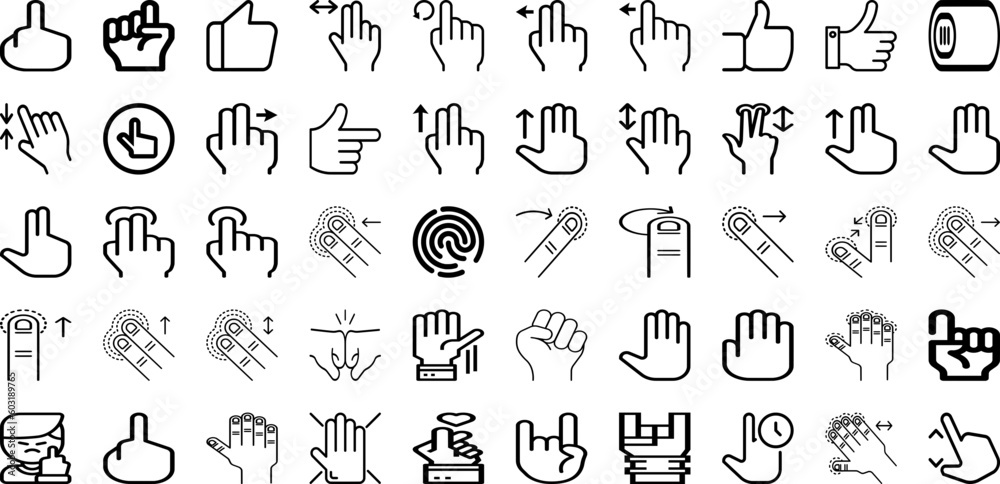 Set Of Gesture Icons Collection Isolated Silhouette Solid Icons Including Hand, Finger, Vector, Symbol, Sign, Set, Gesture Infographic Elements Logo Vector Illustration