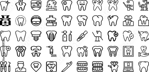 Set Of Dentist Icons Collection Isolated Silhouette Solid Icons Including Clinic  Dentist  Patient  Woman  Doctor  Care  Treatment Infographic Elements Logo Vector Illustration