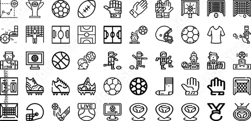 Set Of Football Icons Collection Isolated Silhouette Solid Icons Including Sport  Soccer  Competition  Ball  Football  Team  Game Infographic Elements Logo Vector Illustration