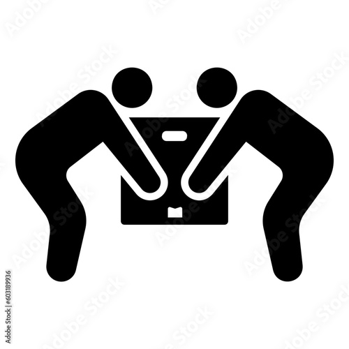 Two person lifting box icon