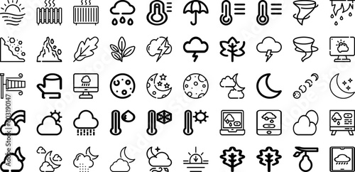 Set Of Weather Icons Collection Isolated Silhouette Solid Icons Including Cloud  Rain  Weather  Sun  Set  Forecast  Sky Infographic Elements Logo Vector Illustration