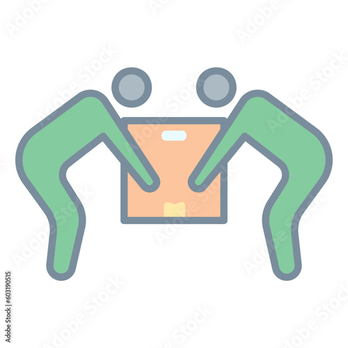 Two person lifting box icon