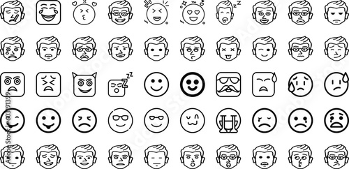 Set Of Emoticon Icons Collection Isolated Silhouette Solid Icons Including Face, Sign, Emoticon, Vector, Symbol, Emoji, Icon Infographic Elements Logo Vector Illustration
