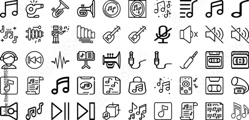 Set Of Music Icons Collection Isolated Silhouette Solid Icons Including Music  Vector  Illustration  Sound  Musical  Melody  Note Infographic Elements Logo Vector Illustration