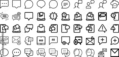Set Of Message Icons Collection Isolated Silhouette Solid Icons Including Illustration, Message, Design, Web, Icon, Vector, Communication Infographic Elements Logo Vector Illustration