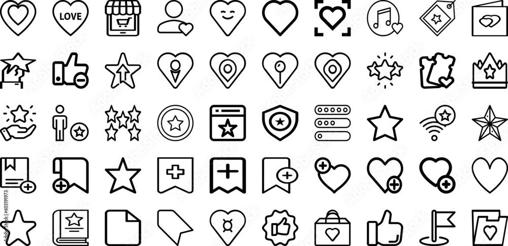 Set Of Favorite Icons Collection Isolated Silhouette Solid Icons Including Vector, Sign, Icon, Button, Symbol, Favorite, Like Infographic Elements Logo Vector Illustration