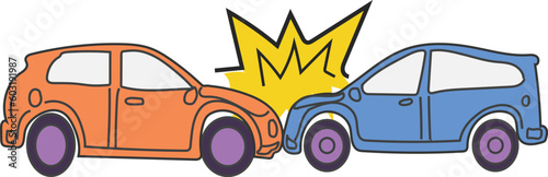 car crash cartoon vector illustration