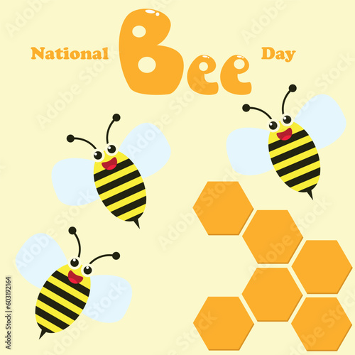 World bee day with bee and honey comb sweet