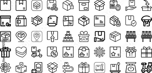 Set Of Package Icons Collection Isolated Silhouette Solid Icons Including Package, Product, Set, Vector, Box, Pack, Packaging Infographic Elements Logo Vector Illustration