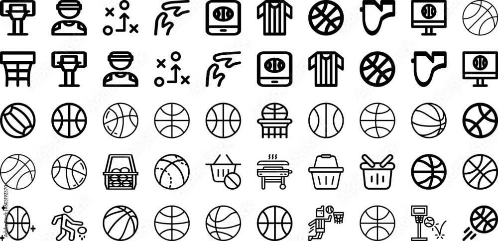 Set Of Basket Icons Collection Isolated Silhouette Solid Icons Including Supermarket, Sale, Market, Store, Basket, Buy, Isolated Infographic Elements Logo Vector Illustration