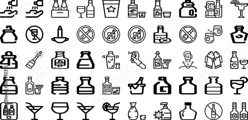 Set Of Alcohol Icons Collection Isolated Silhouette Solid Icons Including Alcohol  Bar  Glass  Alcoholic  Background  Drink  Beverage Infographic Elements Logo Vector Illustration