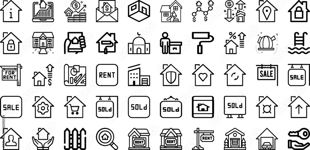 Set Of Estate Icons Collection Isolated Silhouette Solid Icons Including Home, Investment, Business, Estate, Real, House, Property Infographic Elements Logo Vector Illustration