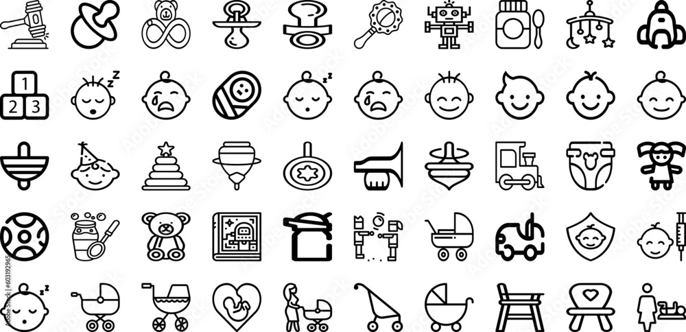 Set Of Child Icons Collection Isolated Silhouette Solid Icons Including Happy, Child, Fun, Childhood, Kid, Boy, Girl Infographic Elements Logo Vector Illustration