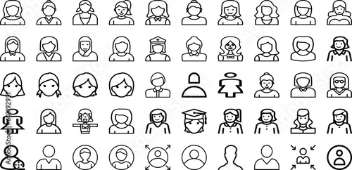 Set Of Avatar Icons Collection Isolated Silhouette Solid Icons Including People, Human, Man, Face, Person, Female, Avatar Infographic Elements Logo Vector Illustration