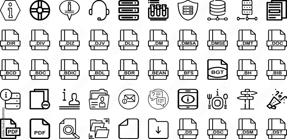 Set Of Format Icons Collection Isolated Silhouette Solid Icons ...