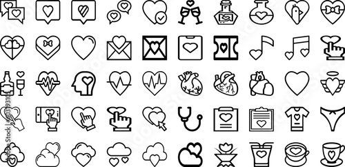 Set Of Heart Icons Collection Isolated Silhouette Solid Icons Including Background, Symbol, Icon, Vector, Valentine, Heart, Love Infographic Elements Logo Vector Illustration