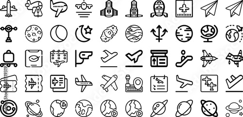 Set Of Plane Icons Collection Isolated Silhouette Solid Icons Including Plane  Airplane  Fly  Aircraft  Transport  Flight  Travel Infographic Elements Logo Vector Illustration