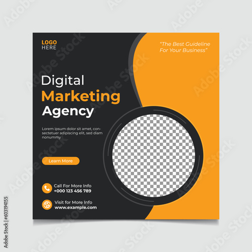 Digital marketing agency promotion social media post design vector template
