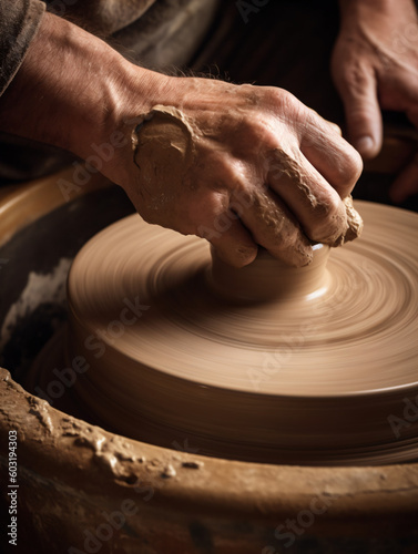 A person making a pot on a potter's wheel Generative Ai