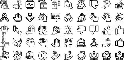 Set Of Hand Icons Collection Isolated Silhouette Solid Icons Including Hold, White, Woman, Hand, Business, Touch, Isolated Infographic Elements Logo Vector Illustration