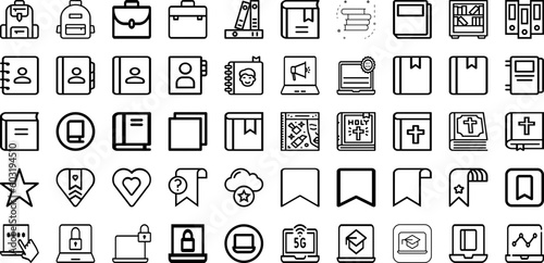 Set Of Book Icons Collection Isolated Silhouette Solid Icons Including Library, Design, Illustration, Book, Vector, Isolated, Education Infographic Elements Logo Vector Illustration