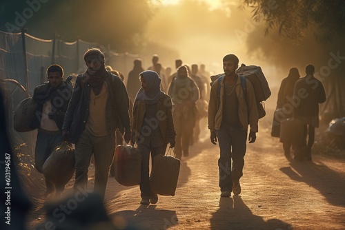 Refugee. Due to war, climate change, and global political issues, the refugee problem is gaining momentum. Hungry children, migrate to Europe, humanitarian demographic catastrophe. Generative AI