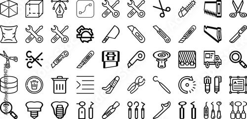 Set Of Tool Icons Collection Isolated Silhouette Solid Icons Including Tool, Hammer, Equipment, Spanner, Vector, Wrench, Work Infographic Elements Logo Vector Illustration