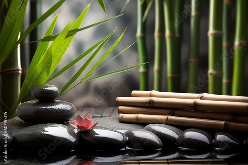 zen stones with bamboo background
