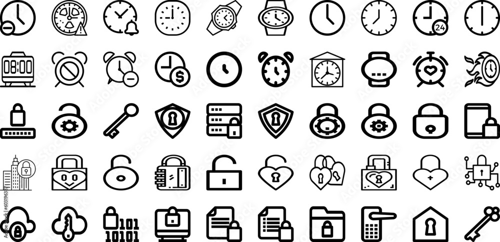 Set Of Lock Icons Collection Isolated Silhouette Solid Icons Including Icon, Safe, Privacy, Protection, Safety, Vector, Lock Infographic Elements Logo Vector Illustration