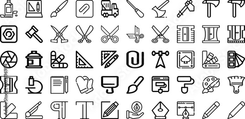 Set Of Tool Icons Collection Isolated Silhouette Solid Icons Including Tool, Hammer, Work, Spanner, Vector, Equipment, Wrench Infographic Elements Logo Vector Illustration