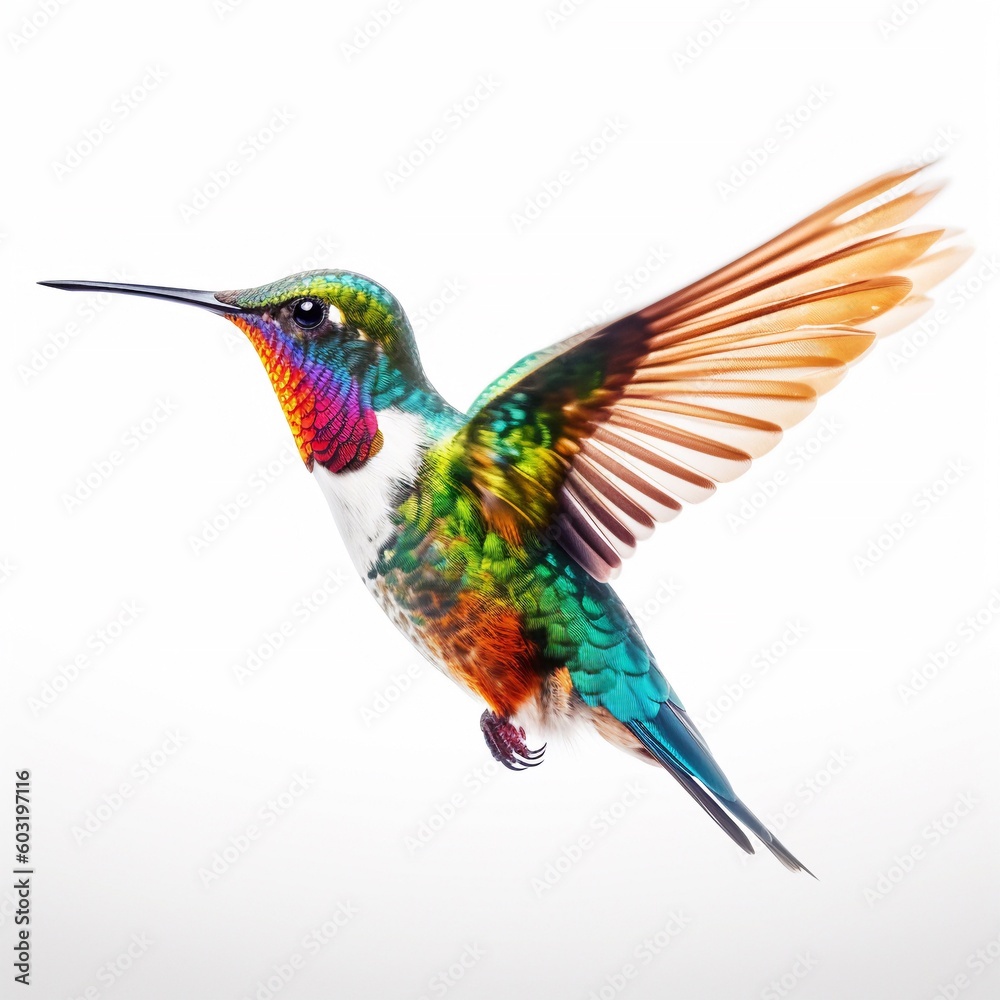 Obraz premium Portrait humming bird isolated on white AI Generative