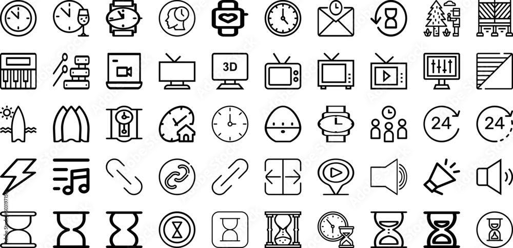 Set Of Time Icons Collection Isolated Silhouette Solid Icons Including Sign, Vector, Symbol, Clock, Time, Graphic, Icon Infographic Elements Logo Vector Illustration