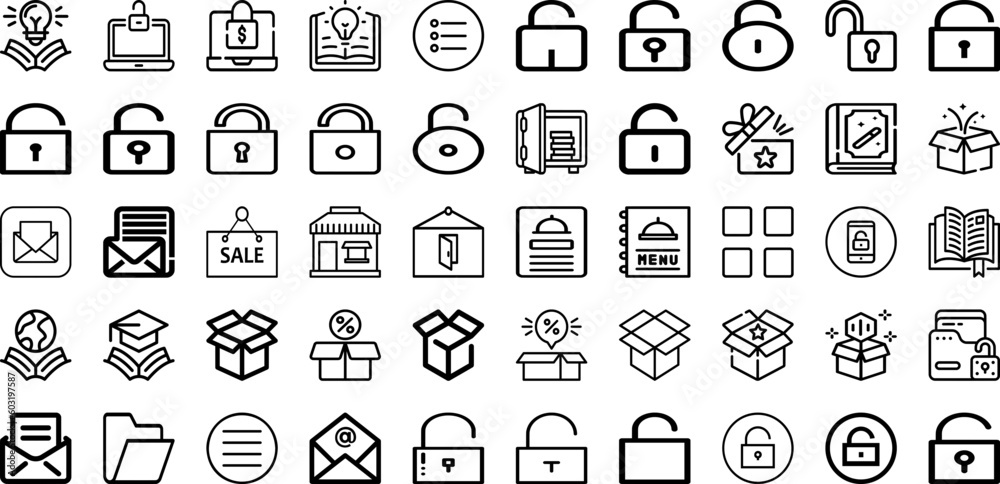 Set Of Open Icons Collection Isolated Silhouette Solid Icons Including Business, Banner, Shop, Open, Vector, Design, Background Infographic Elements Logo Vector Illustration
