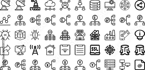 Set Of Work Icons Collection Isolated Silhouette Solid Icons Including Laptop, Internet, People, Computer, Business, Office, Work Infographic Elements Logo Vector Illustration