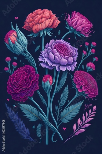 Wallpaper Mural Generative AI, Bouquet of beautiful flowers, peonies,dahlias, on plain background,stunning flora Torontodigital.ca