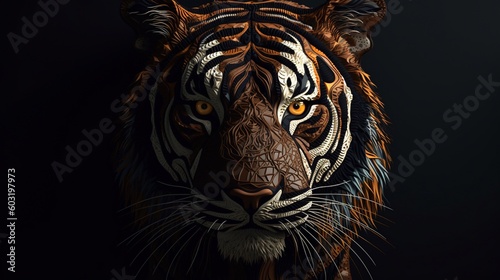 Portrait close up tiger face AI Generative