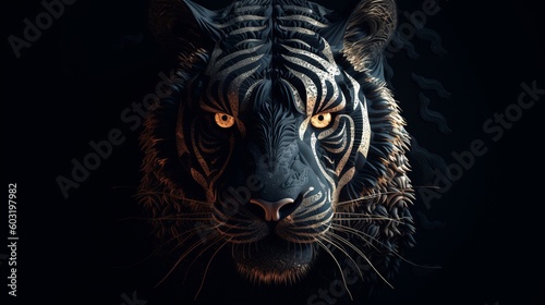 illustration close up tiger face AI Generative