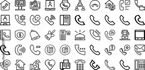 Set Of Call Icons Collection Isolated Silhouette Solid Icons Including Phone, Business, Call, Support, Communication, Technology, Customer Infographic Elements Logo Vector Illustration