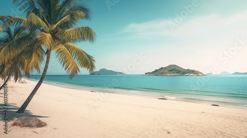 Beautiful beach view with coconut tree AI Generative