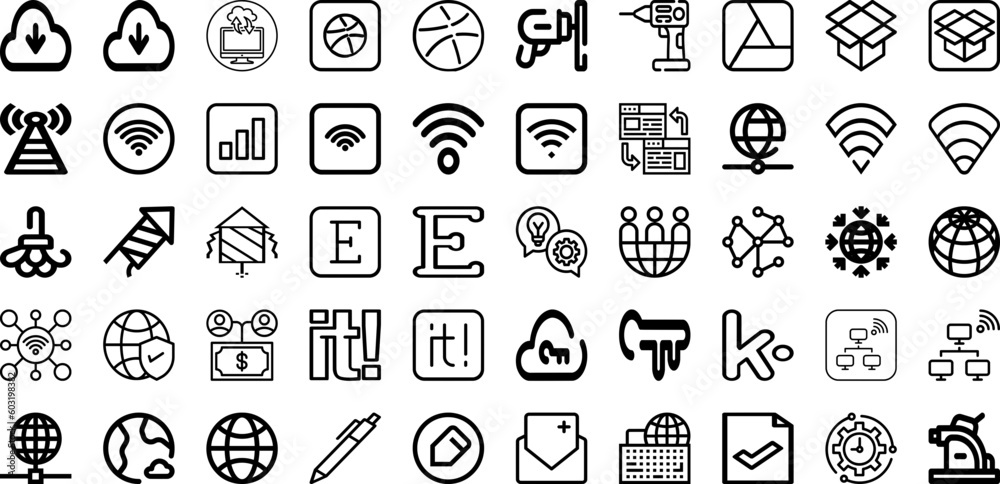 Set Of Work Icons Collection Isolated Silhouette Solid Icons Including People, Internet, Computer, Office, Business, Laptop, Work Infographic Elements Logo Vector Illustration