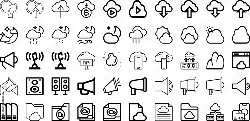 Set Of Loud Icons Collection Isolated Silhouette Solid Icons Including Announcement, Loud, Voice, Loudspeaker, Speaker, Vector, Sound Infographic Elements Logo Vector Illustration