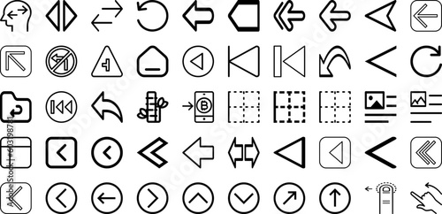 Set Of Left Icons Collection Isolated Silhouette Solid Icons Including Symbol, Design, Vector, Illustration, Sign, Left, Icon Infographic Elements Logo Vector Illustration