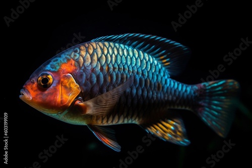 Portrait beautiful fish in the aquarium AI Generative