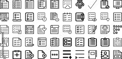 Set Of List Icons Collection Isolated Silhouette Solid Icons Including List, Checklist, Check, Mark, Document, Paper, Business Infographic Elements Logo Vector Illustration © Abagael