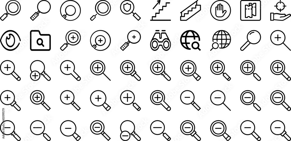 Set Of Find Icons Collection Isolated Silhouette Solid Icons Including ...