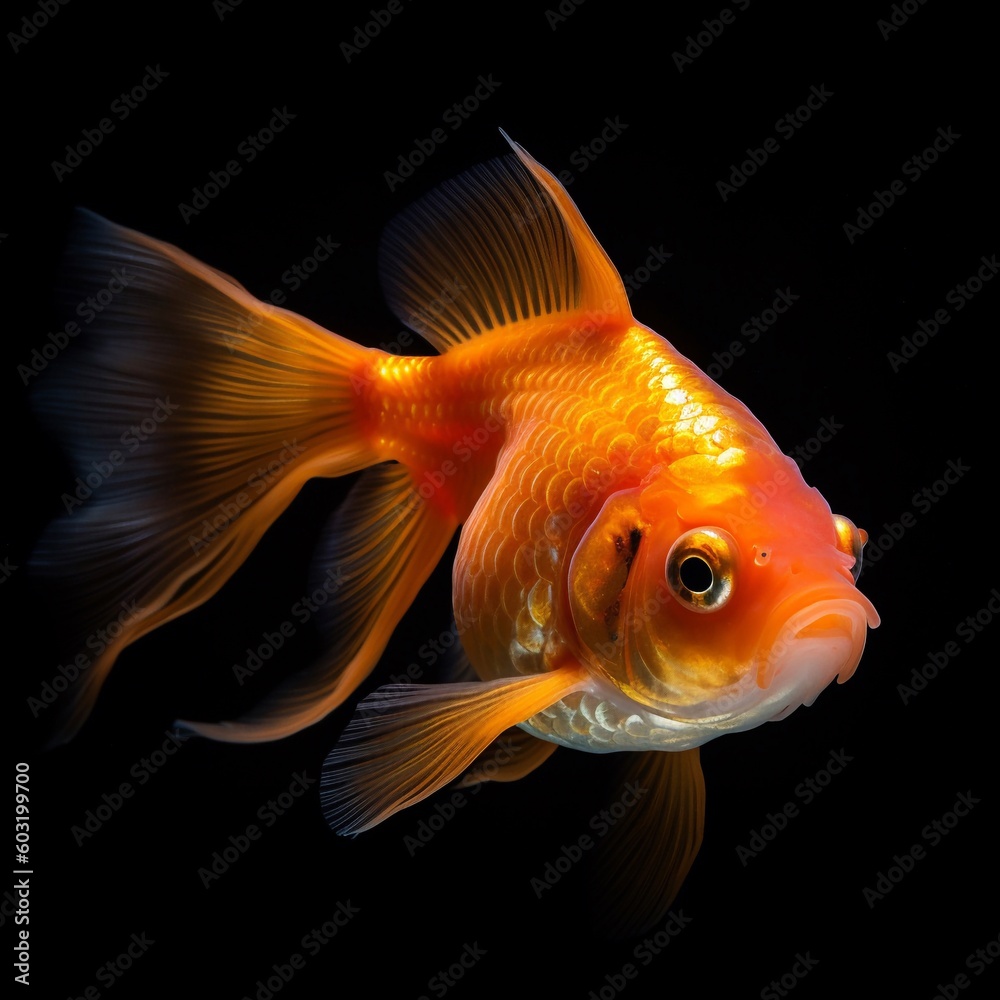 Portrait gold fish isolated on black AI Generative Portrait gold fish isolated on black AI Generative
