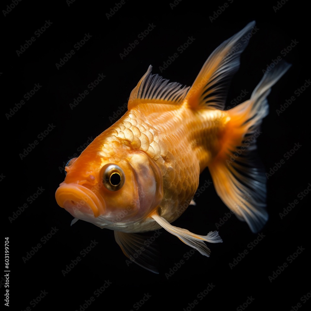 Portrait gold fish isolated on black AI Generative Portrait gold fish isolated on black AI Generative